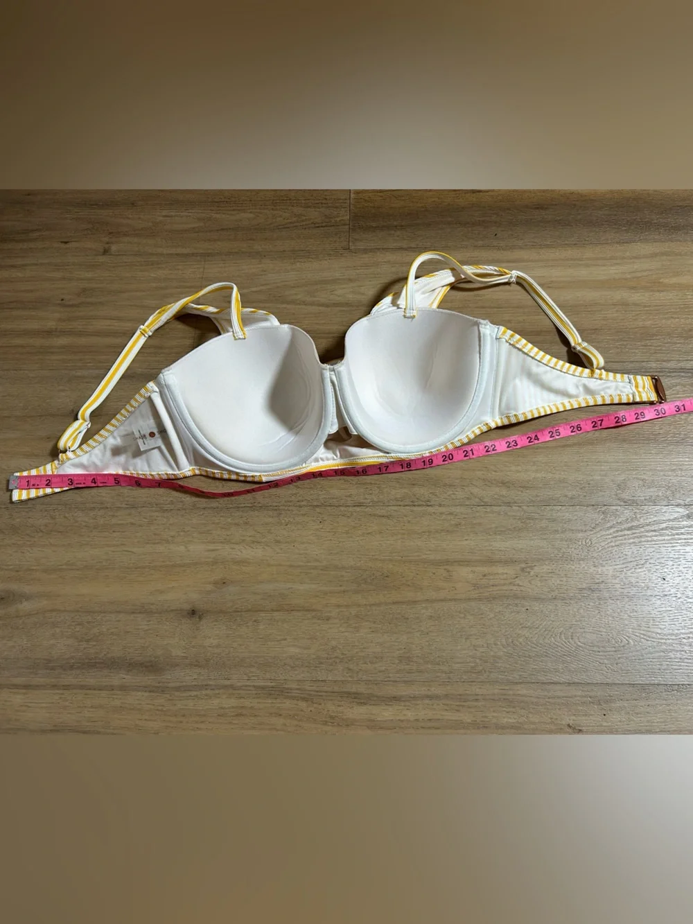 Striped Yellow & White Bikini Top Size 38D - Picture 8 of 9